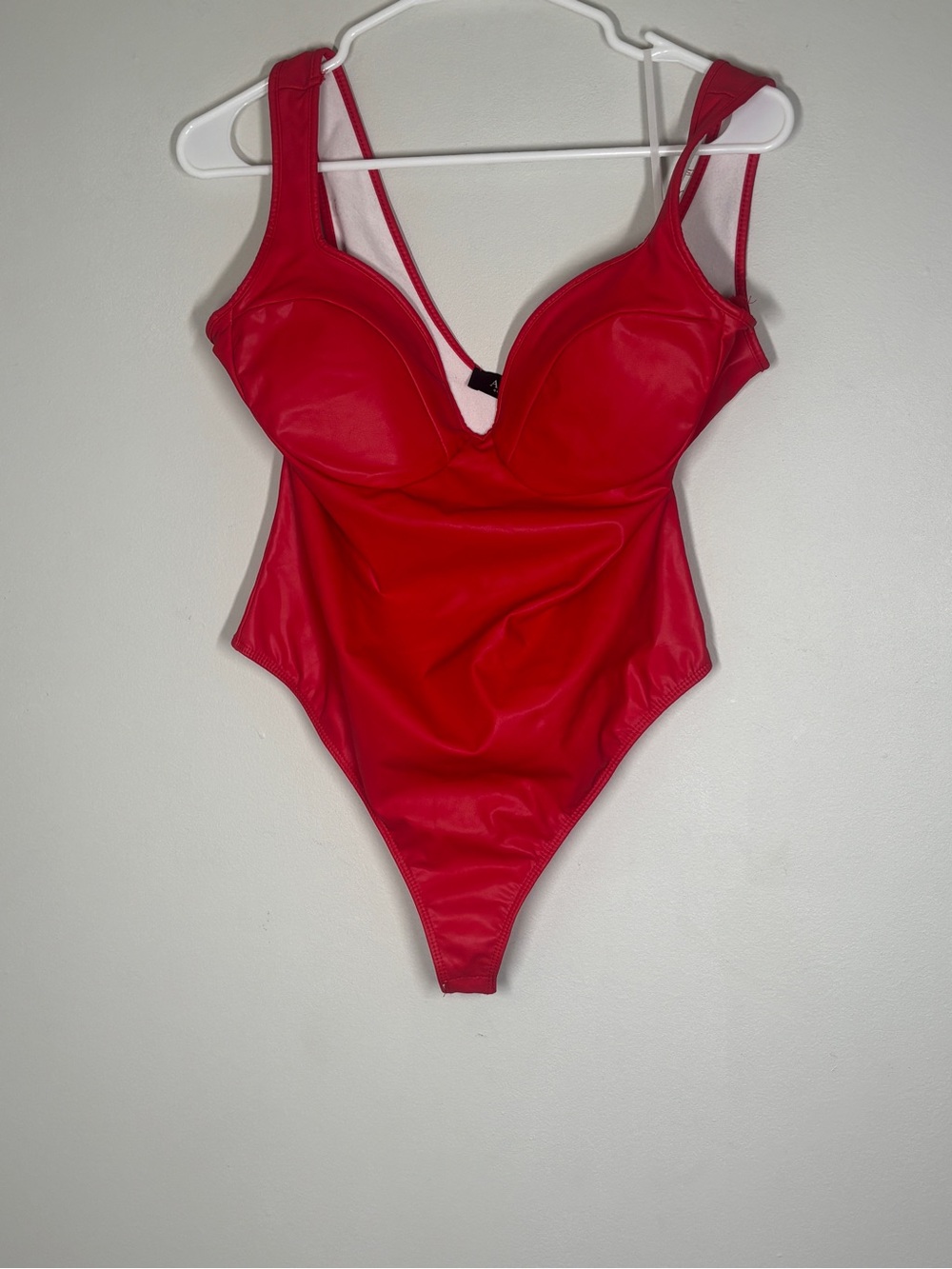 AKIRA Red One-Piece Bodysuit with Molded Cups